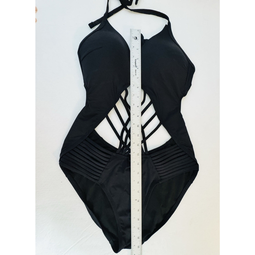 Kenneth Cole Women Black Strappy Cutout Monokini One Piece Swimsuit Small (4-6) - Picture 11 of 16